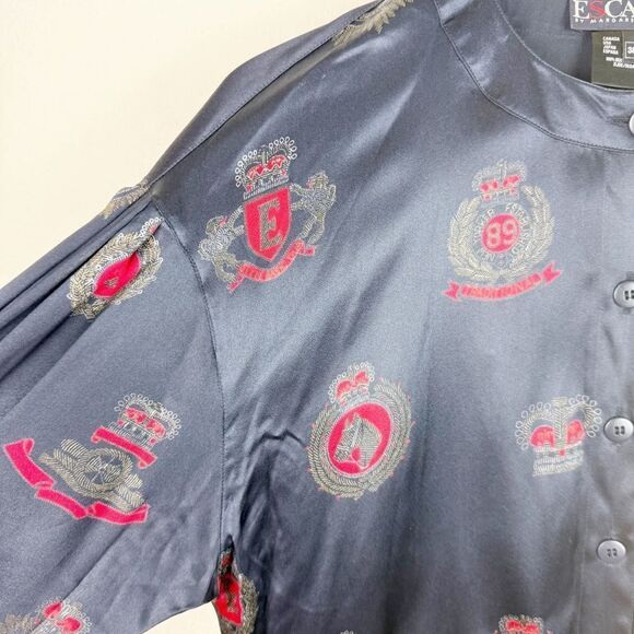 Vintage Escada Silk Blouse Black Top Size 38 USA Size 8 - Picture 4 of 7